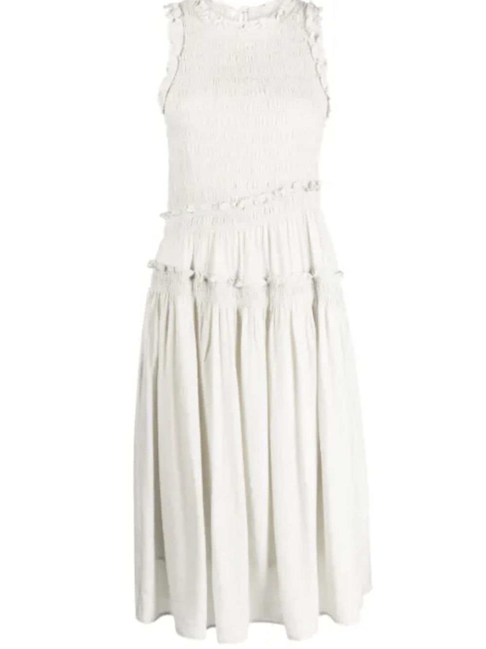 Farfetch B+AB White Sleeveless Smocked Tiered Maxi dress